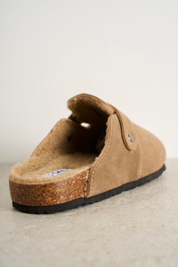 Taupe suede women's clogs - 6