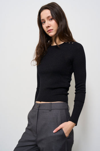 Maglia donna nera aderente - 3