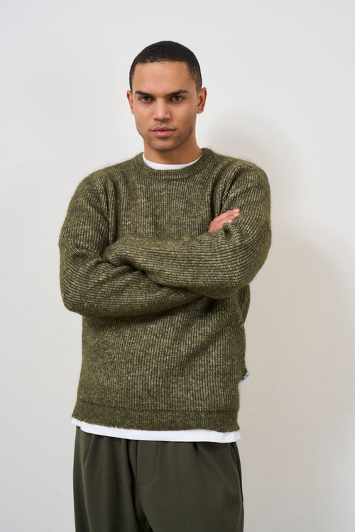 Men's green crew neck sweater