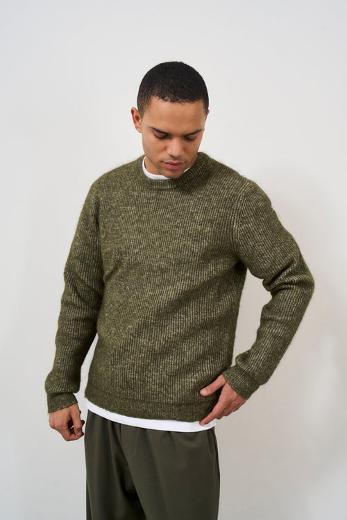 Men's green crew neck sweater - 2