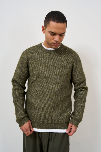 Men's green crew neck sweater - 4