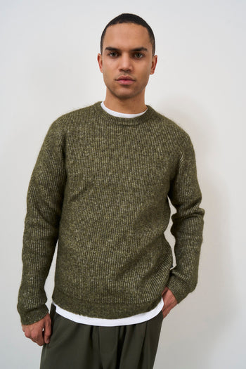 Men's green crew neck sweater - 5