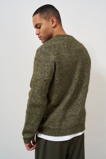 Men's green crew neck sweater - 8