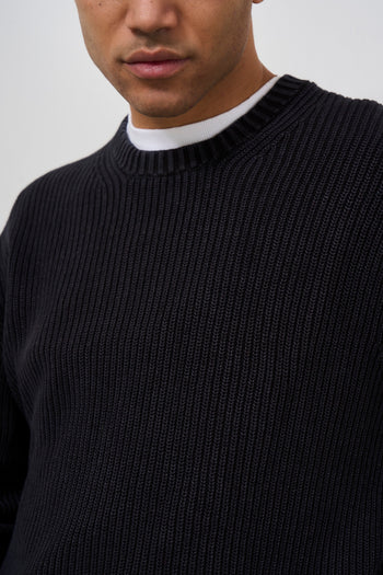 Men's black crew neck sweater - 4