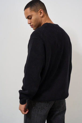 Men's black crew neck sweater - 5