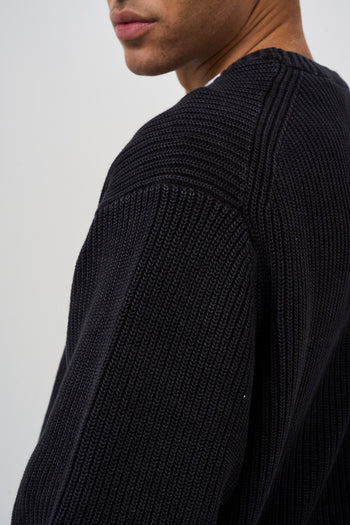 Men's black crew neck sweater - 6