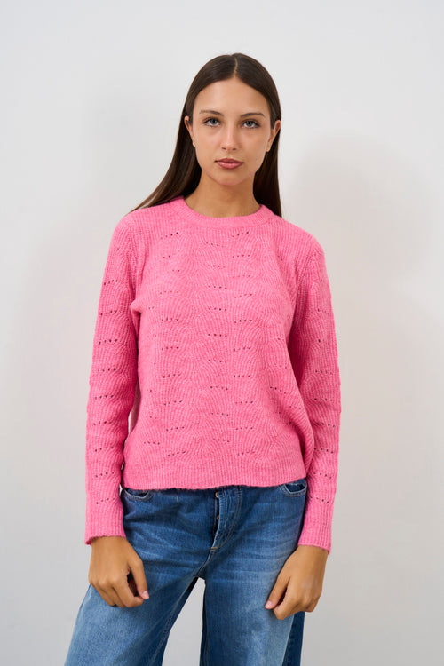 Pullover in maglia pointelle rosa