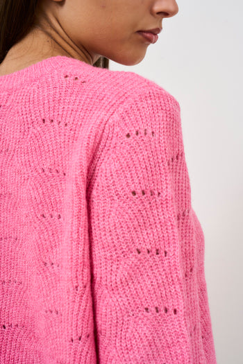 Pullover in maglia pointelle rosa - 5