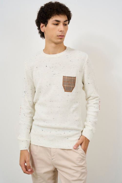 Maglia uomo girocollo panna e beige - 1