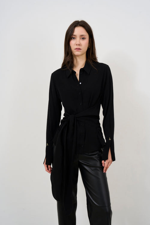 Black women's shirt with belt