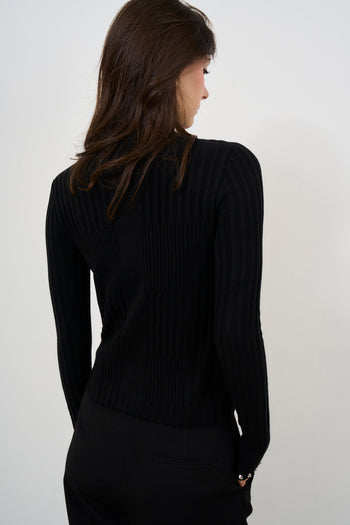 Maglia donna nera collo alto - 4