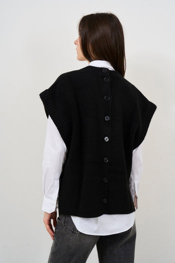 Gilet donna in maglia nero - 5