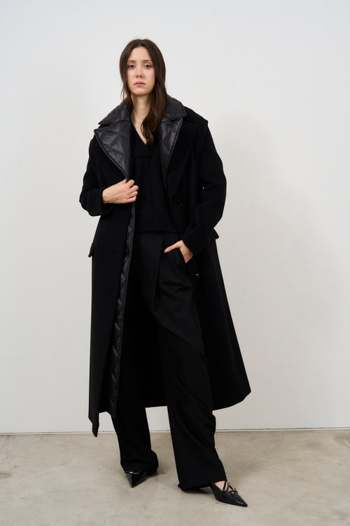 Cappotto donna lungo nero con interno in piumino