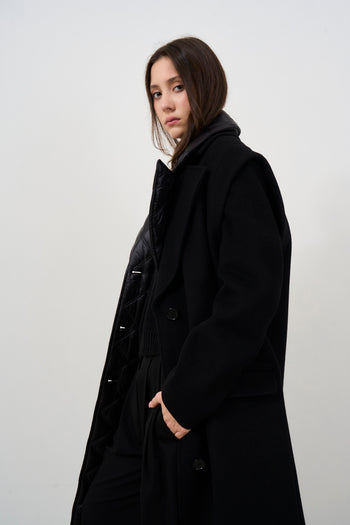 Women's long black coat with down interior - 3