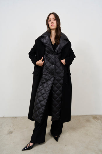 Women's long black coat with down interior - 4