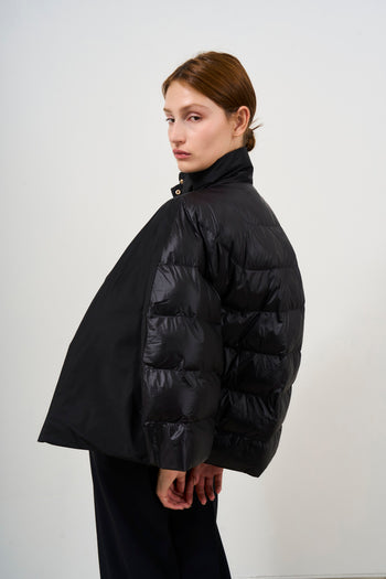 Women's black cape down jacket - 8