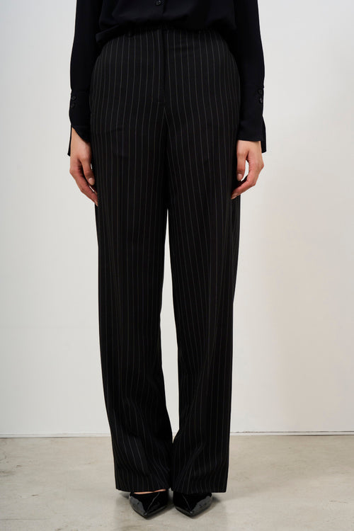 Women's black palazzo pinstripe trousers