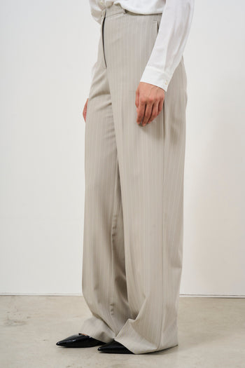 Pantalone donna gessato grigio - 3