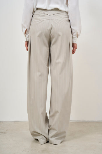 Pantalone donna gessato grigio - 5