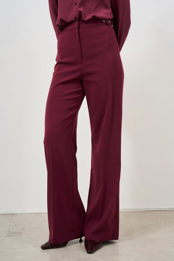 Women's flare burgundy trousers - 3