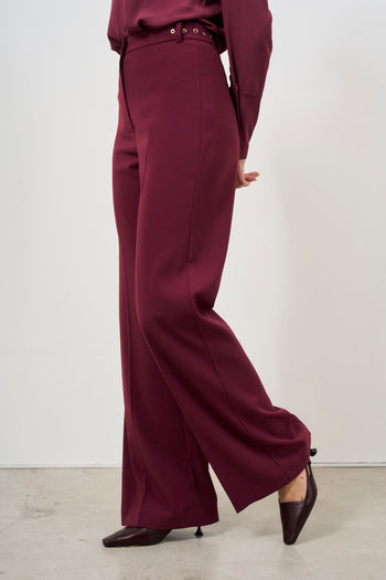 Women's flare burgundy trousers - 4