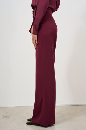 Women's flare burgundy trousers - 5