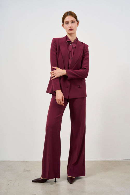 Women's flare burgundy trousers