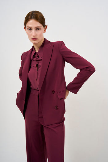 Women's double-breasted jacket burgundy - 3