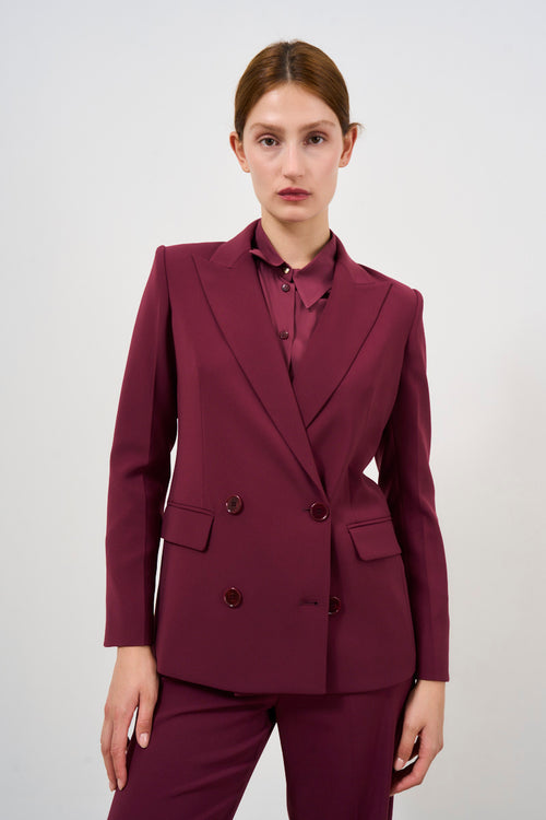 Women's double-breasted jacket burgundy - 1