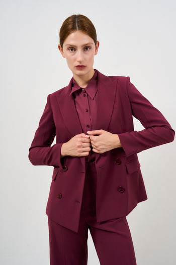 Women's double-breasted jacket burgundy - 6