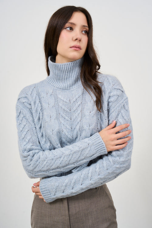 Maglia donna a collo alto cropped - 2