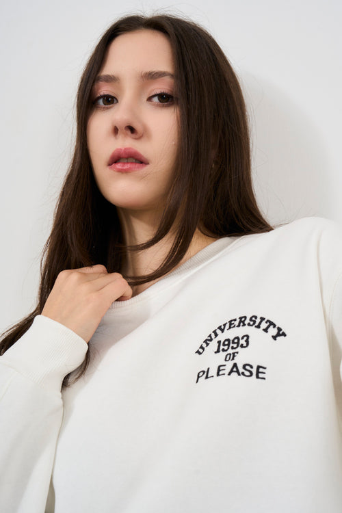 Women's oversized white sweatshirt with print - 2