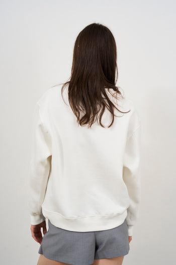 Women's oversized white sweatshirt with print - 4