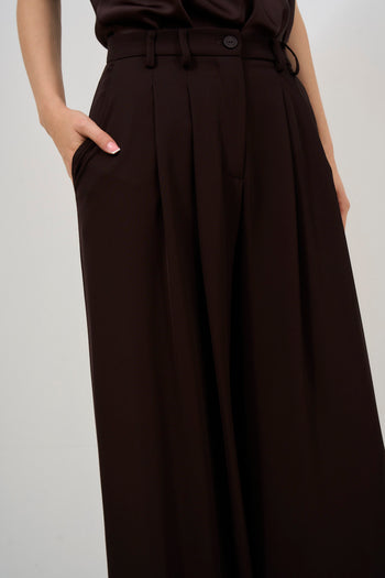 Brown palazzo pants for women - 5