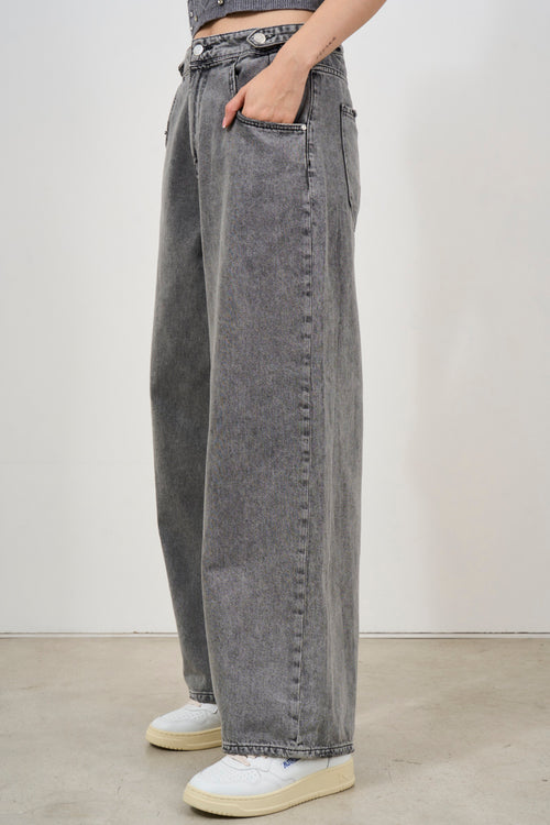 Jeans donna wide leg grigio - 2