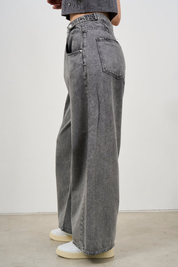 Jeans donna wide leg grigio - 3