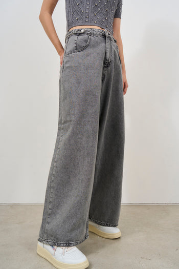 Jeans donna wide leg grigio - 7