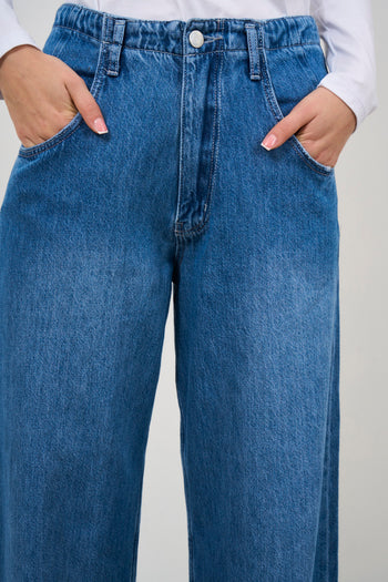 Women's palazzo jeans in denim - 8