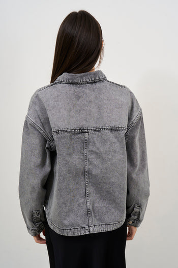 Giubbotto donna in denim grigio - 5