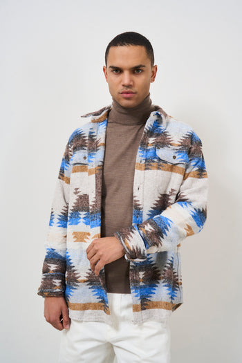 Men's Aztec Pattern Flannel Shirt - 7