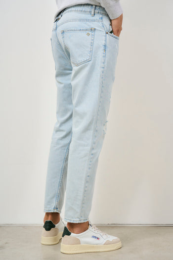 Jeans uomo regular in denim chiaro con rotture - 3