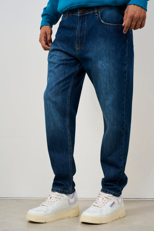 Jeans uomo tapered in denim scuro - 2