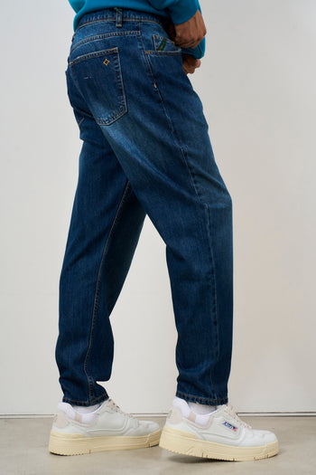 Jeans uomo tapered in denim scuro - 5