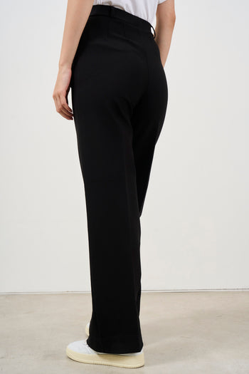 Women's black wide leg trousers - 4