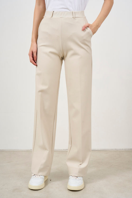 Beige wide leg women's trousers