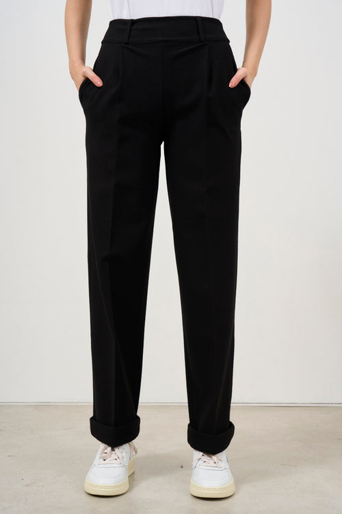 Women's straight leg trousers black