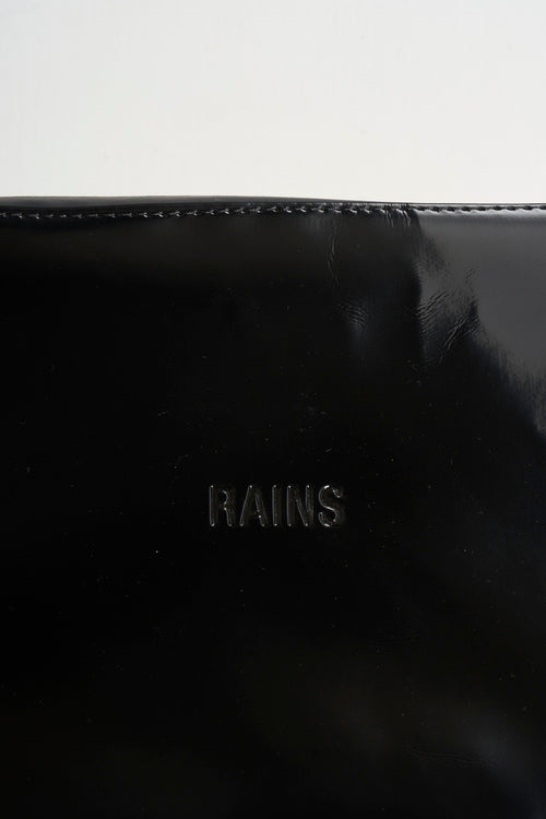 Black shiny women's clutch bag - 2