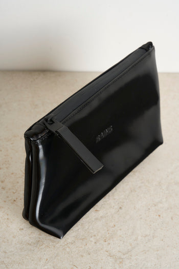 Black shiny women's clutch bag - 3