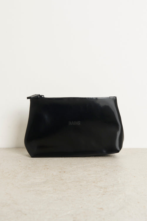 Black shiny women's clutch bag