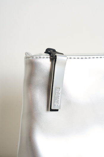 Women's silver laminated clutch bag - 3